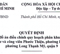  Đồ án điều chỉnh quy hoạch phân khu tỷ lệ 1/2000 Khu dân cư và công viên Phước Thiện, Phường Long B