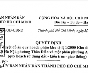 Đồ án quy hoạch phân khu tỷ lệ 1/2000 Khu dân cư Bắc Xa Lộ Hà Nội, Phường Thảo Điền, Quận 2